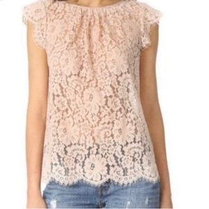 NWT Joie pink blush lace top size large